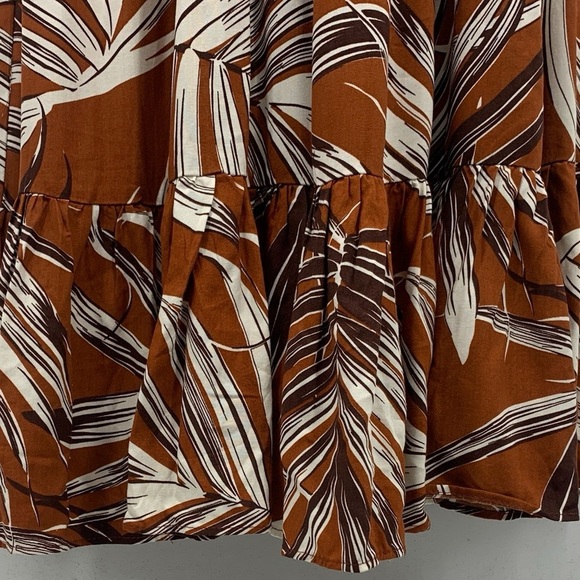 1. State Brown and White Leaf Print Maxi Dress - Picture 2 of 8